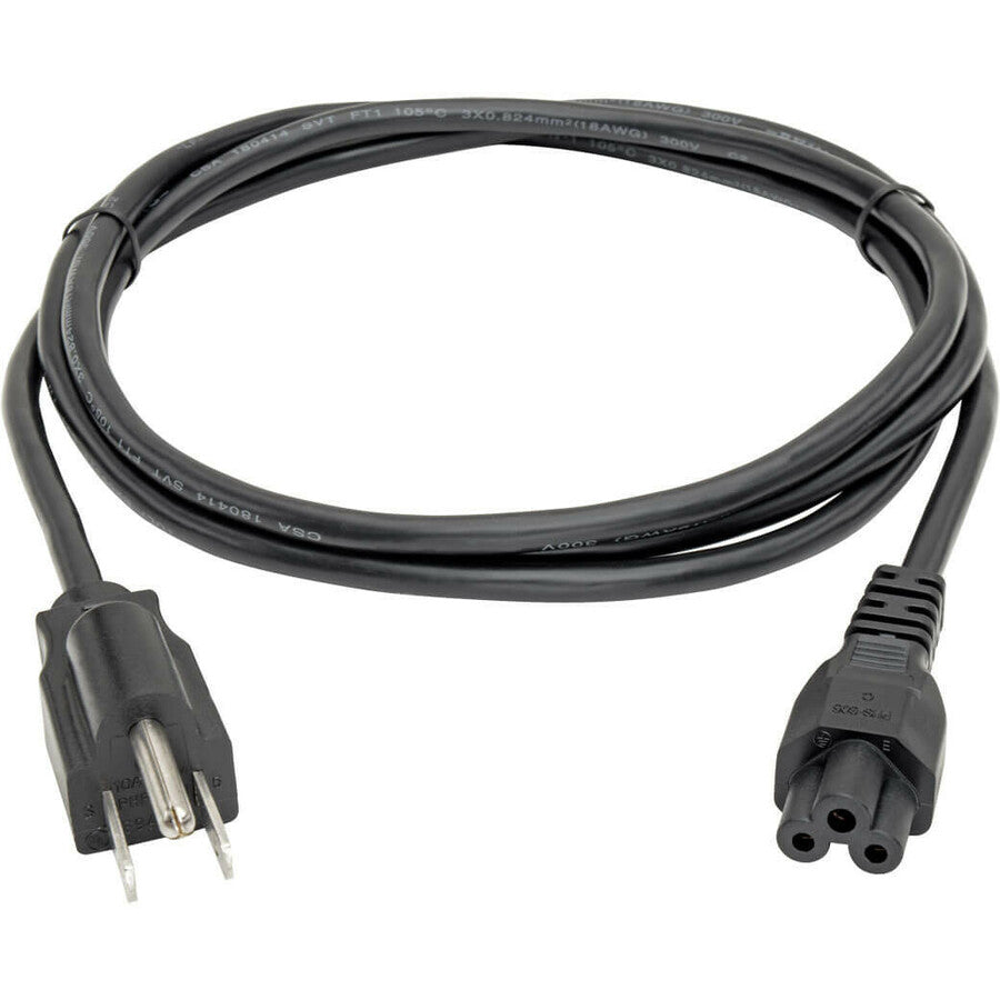 Alternate-Image1 Image for Eaton Tripp Lite Series 3-Slot Power Cord, NEMA 5-15P to C5 - Laptop/Notebook, 10A, 125V, 18 AWG, 3 ft. (0.91 m), Black