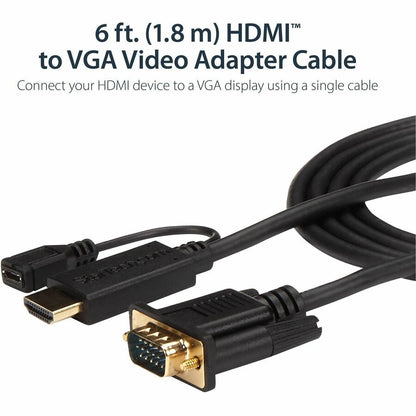Alternate-Image1 Image for StarTech.com HDMI to VGA Cable - 10 ft / 3m - 1080p - 1920 x 1200 - Active HDMI Cable - Monitor Cable - Computer Cable