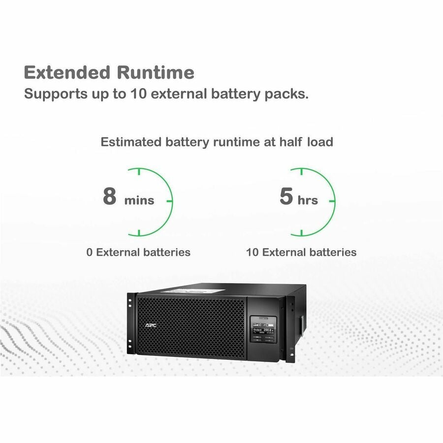 Alternate-Image7 Image for APC Smart-UPS On-Line, 6kVA/6kW, Rackmount 4U, 208V, 2x L6-20R+3x L6-30R NEMA outlets, Network Card+SmartSlot, Extended runtime, W/ rail kit