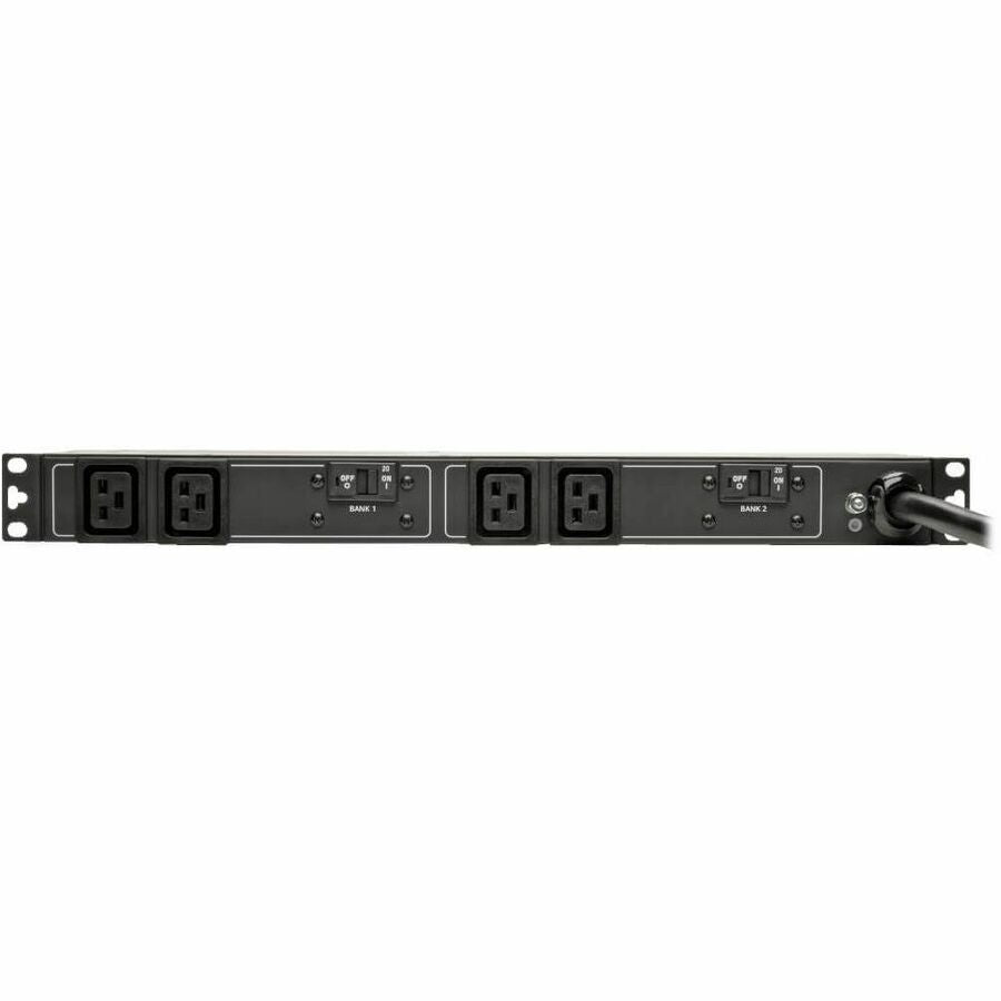 Front Image for Eaton Tripp Lite Series 5.8kW Single-Phase 200-240V Basic PDU, 4 C19 Outlets, NEMA L6-30P Input, 12 ft. (3.66 m) Cord, 1U Rack-Mount