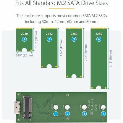 Alternate-Image3 Image for StarTech.com M.2 SSD Enclosure for M.2 SATA SSDs - USB 3.0 (5Gbps) with UASP - External M.2 SSD Enclosure - Aluminum