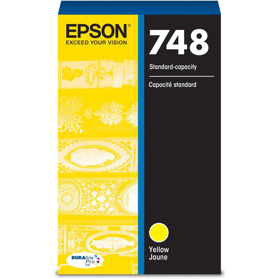 Front Image for Epson DURABrite Pro 748 Original Standard Yield Inkjet Ink Cartridge - Yellow - 1 Each