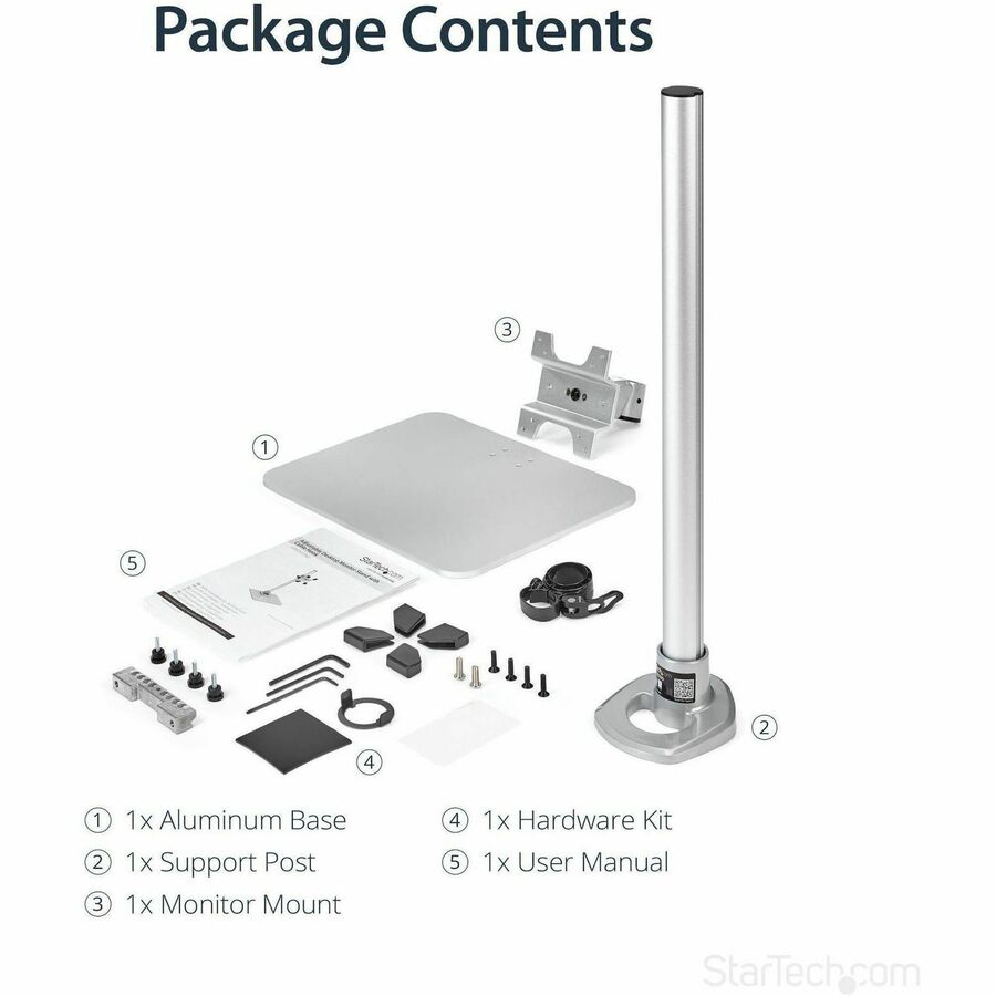Alternate-Image5 Image for StarTech.com Single Monitor Stand, For up to 34" (30.9lb/14kg) VESA Mount Monitors, Works with iMac / Apple Cinema Displays, Steel, Silver
