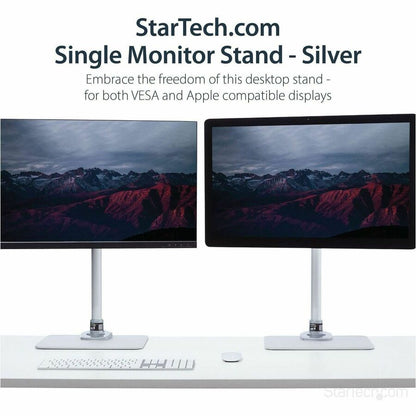 Alternate-Image1 Image for StarTech.com Single Monitor Stand, For up to 34" (30.9lb/14kg) VESA Mount Monitors, Works with iMac / Apple Cinema Displays, Steel, Silver