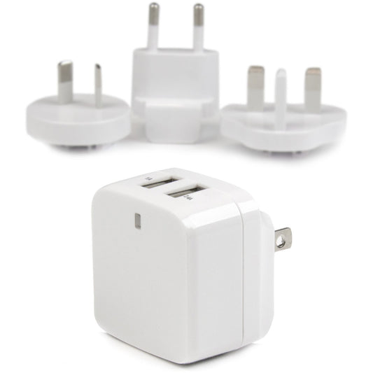 Main Image for StarTech Travel USB Wall Charger - 2 Port - White - Universal Travel Adapter - International Power Adapter - USB Charger