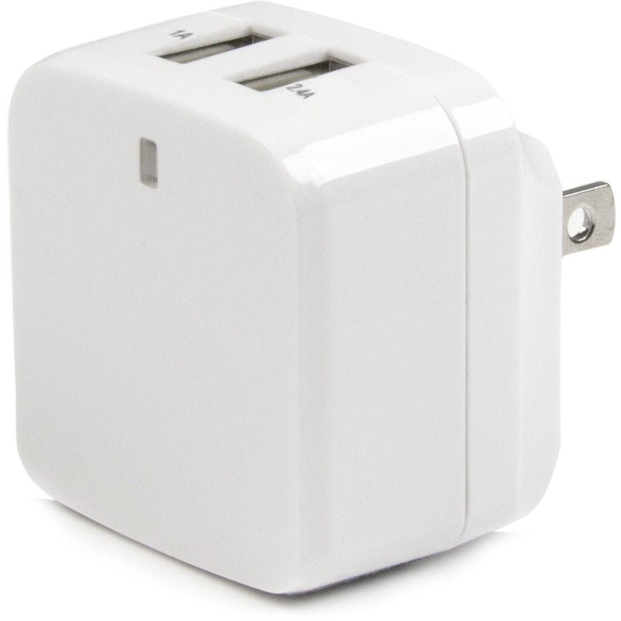 Alternate-Image1 Image for StarTech Travel USB Wall Charger - 2 Port - White - Universal Travel Adapter - International Power Adapter - USB Charger