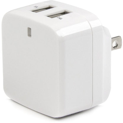 Alternate-Image1 Image for StarTech Travel USB Wall Charger - 2 Port - White - Universal Travel Adapter - International Power Adapter - USB Charger
