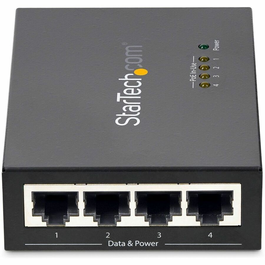 Alternate-Image2 Image for StarTech 4 Port Gigabit Midspan, PoE+ Injector, 802.3at and 802.3af, TAA