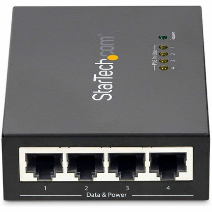 Alternate-Image2 Image for StarTech 4 Port Gigabit Midspan, PoE+ Injector, 802.3at and 802.3af, TAA