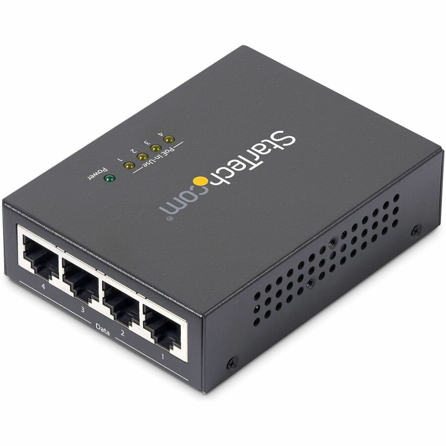 Alternate-Image1 Image for StarTech 4 Port Gigabit Midspan, PoE+ Injector, 802.3at and 802.3af, TAA