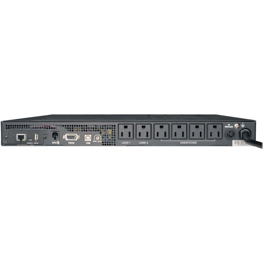 Rear Image for Eaton Tripp Lite Series SmartPro 120V 1kVA 800W Line-Interactive Sine Wave UPS, 1U Rack/Vertical, WEBCARDLX Network Interface, USB, DB9, 6 Outlets