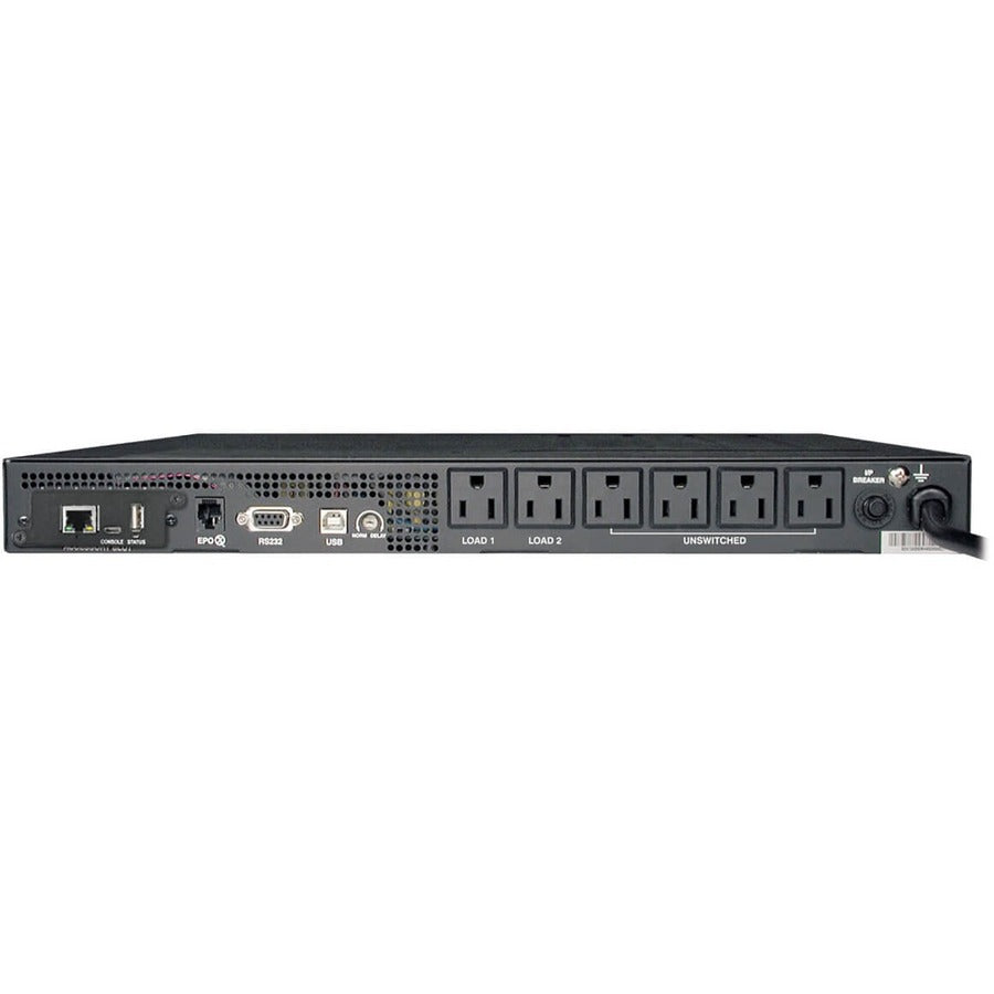 Rear Image for Eaton Tripp Lite Series SmartPro 120V 750VA 600W Line-Interactive Sine Wave UPS, 1U Rack/Vertical, Pre-installed WEBCARDLX Network Interface, USB, DB9 Serial