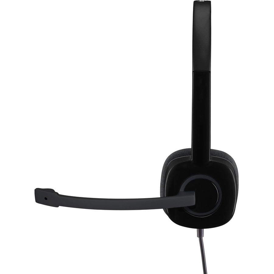 Left Image for Logitech H151 Stereo Headset with Rotating Boom Mic (Black) - Stereo - 3.5MM AUDIO JACK CONNECTION - Wired - In-Line Control - 22 Ohm - 20 Hz - 20 kHz - Over-the-head - 5.9 ft Cable - Black