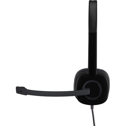 Left Image for Logitech H151 Stereo Headset with Rotating Boom Mic (Black) - Stereo - 3.5MM AUDIO JACK CONNECTION - Wired - In-Line Control - 22 Ohm - 20 Hz - 20 kHz - Over-the-head - 5.9 ft Cable - Black