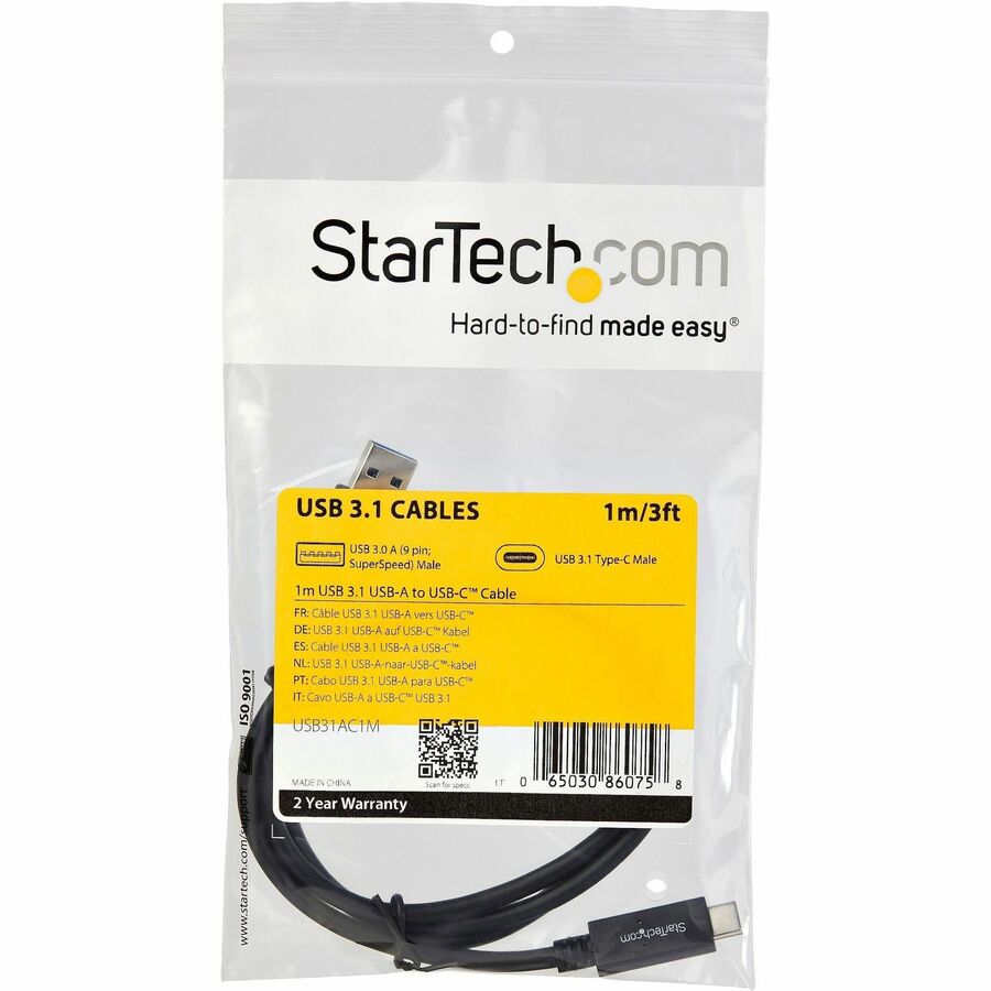 Alternate-Image5 Image for StarTech.com 3 ft 1m USB to USB C Cable - USB 3.1 (10Gpbs) - USB-IF Certified - USB A to USB C Cable - USB 3.1 Type C Cable