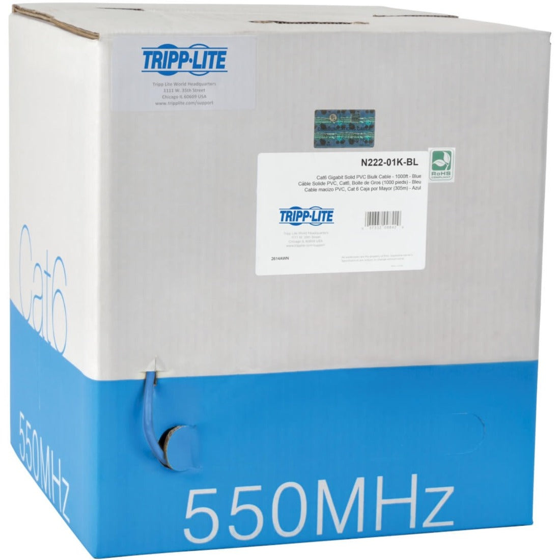 Main Image for Tripp Lite by Eaton Cat6 Gigabit Solid Core UTP PVC Bulk Ethernet Cable Blue 1000 ft. (304.8 m) TAA