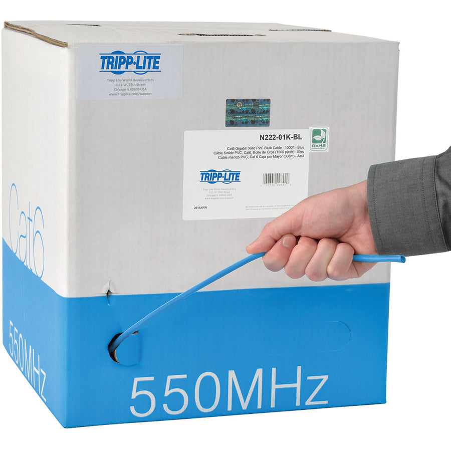Life-Style Image for Tripp Lite by Eaton Cat6 Gigabit Solid Core UTP PVC Bulk Ethernet Cable Blue 1000 ft. (304.8 m) TAA
