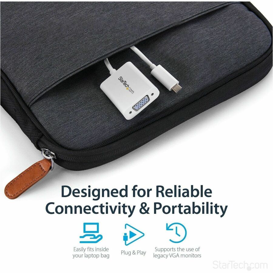 Alternate-Image2 Image for StarTech.com USB-C to VGA Adapter - White - Thunderbolt 3 Compatible - USB C Adapter - USB Type C to VGA Dongle Converter