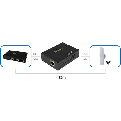 Alternate-Image3 Image for StarTech.com 1 Port Gigabit PoE+ Extender - 802.3at and 802.3af - 100 m (330 ft) - Power over Ethernet Extender - PoE Repeater Network Extender