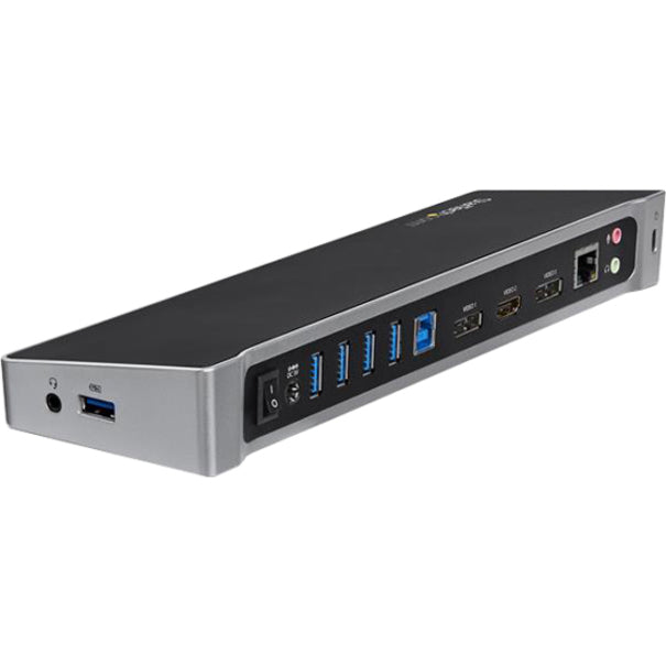 Alternate-Image1 Image for StarTech.com USB 3.0 Triple Monitor Docking Station - Compatible with Windows / macOS - Supports Three Displays - 2 x DisplayPort and HDMI or 4K Ultra HD on a Single Monitor - USB3DOCKH2DP