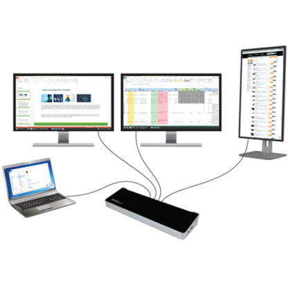 Alternate-Image6 Image for StarTech.com USB 3.0 Triple Monitor Docking Station - Compatible with Windows / macOS - Supports Three Displays - 2 x DisplayPort and HDMI or 4K Ultra HD on a Single Monitor - USB3DOCKH2DP