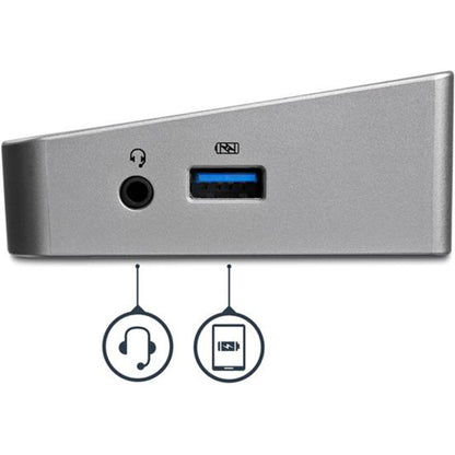 Alternate-Image2 Image for StarTech.com USB 3.0 Triple Monitor Docking Station - Compatible with Windows / macOS - Supports Three Displays - 2 x DisplayPort and HDMI or 4K Ultra HD on a Single Monitor - USB3DOCKH2DP