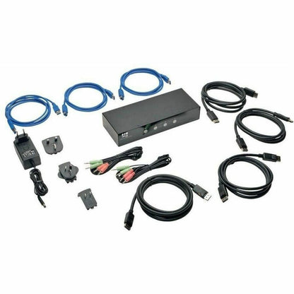 Alternate-Image1 Image for Eaton Tripp Lite Series 4-Port DisplayPort KVM Switch with Audio, Cables and USB 3.0 SuperSpeed Hub
