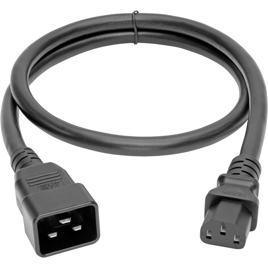 Alternate-Image1 Image for Eaton Tripp Lite Series C20 to C13 Power Cord for Computer - Heavy-Duty, 15A, 100-250V, 14 AWG, 3 ft. (0.91 m), Black