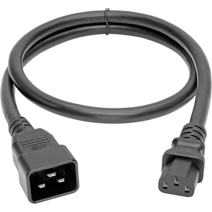 Alternate-Image1 Image for Eaton Tripp Lite Series C20 to C13 Power Cord for Computer - Heavy-Duty, 15A, 100-250V, 14 AWG, 3 ft. (0.91 m), Black