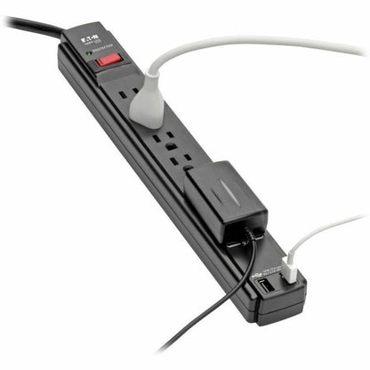 Alternate-Image3 Image for Eaton Tripp Lite Series Protect It! 6-Outlet Surge Protector, 6 ft. Cord, 990 Joules, 2 USB Ports (2.1A), Black Housing