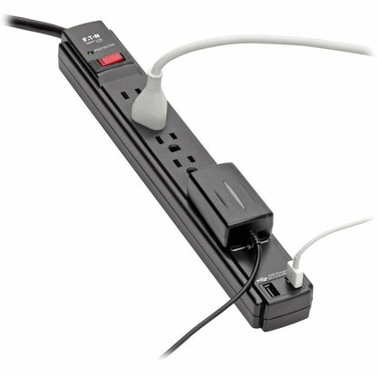 Hero-Shot Image for Eaton Tripp Lite Series Protect It! 6-Outlet Surge Protector, 6 ft. Cord, 990 Joules, 2 USB Ports (2.1A), Black Housing