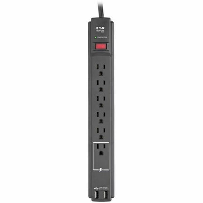 Alternate-Image4 Image for Eaton Tripp Lite Series Protect It! 6-Outlet Surge Protector, 6 ft. Cord, 990 Joules, 2 USB Ports (2.1A), Black Housing