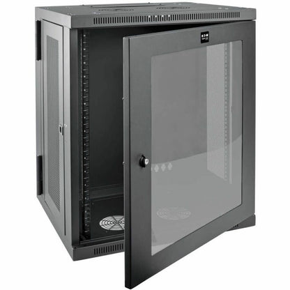 Alternate-Image2 Image for Eaton Tripp Lite Series SmartRack 15U Low-Profile Switch-Depth Wall-Mount Half-Height Rack Enclosure, Clear Acrylic Window, Hinged Back
