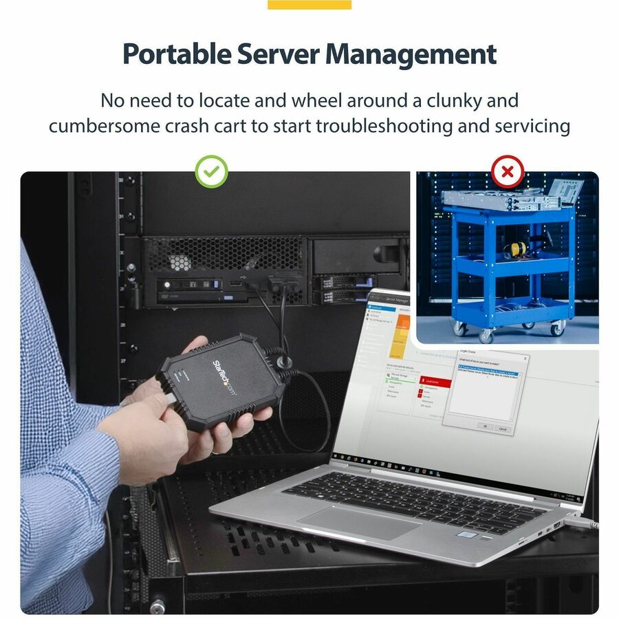 Alternate-Image3 Image for StarTech.com Laptop to Server KVM Console, Rugged USB Crash Cart Adapter with File Transfer and Video Capture, TAA