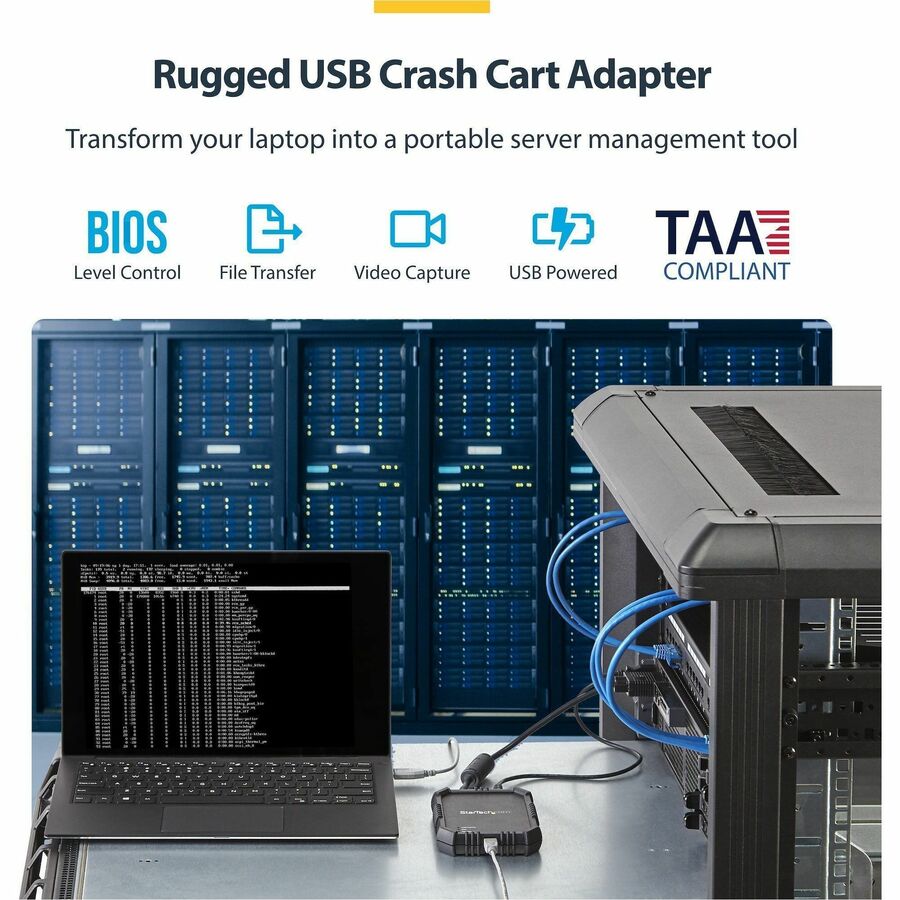 Alternate-Image1 Image for StarTech.com Laptop to Server KVM Console, Rugged USB Crash Cart Adapter with File Transfer and Video Capture, TAA