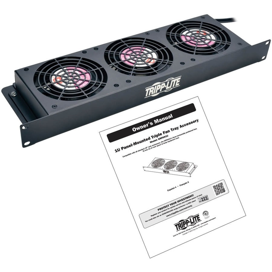 Alternate-Image4 Image for Tripp Lite by Eaton SmartRack 1U Fan Tray 3 120V High-Performance Fans 210 CFM 5-15P Plug