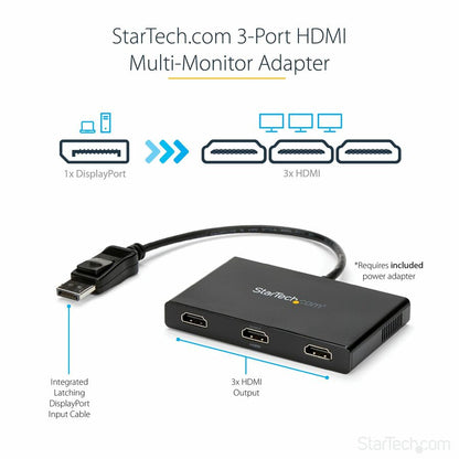 Alternate-Image1 Image for StarTech.com 3-Port Multi Monitor Adapter, DisplayPort to 3x HDMI MST Hub, Triple 1080p, Video Splitter for Extended Desktop Mode, Windows