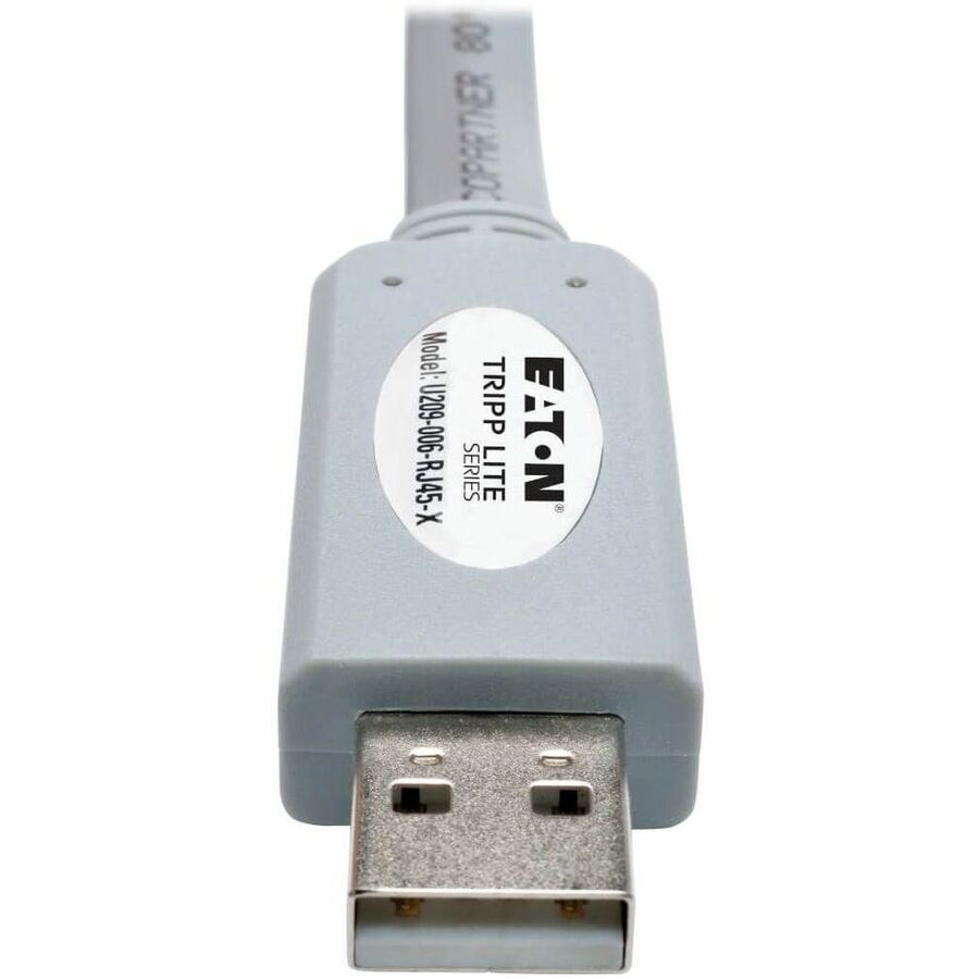 Alternate-Image2 Image for Eaton Tripp Lite Series USB-A to RJ45 Serial Rollover Cable (M/M) - Cisco Compatible, 250 Kbps, 6 ft. (1.83 m), Gray