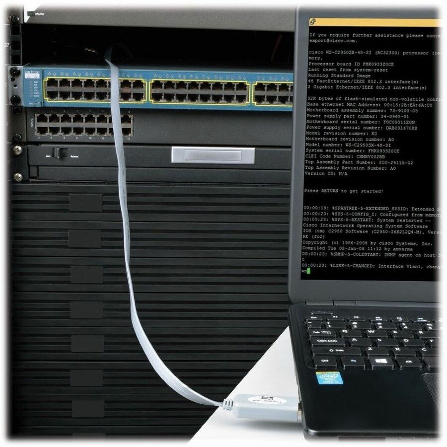 Alternate-Image1 Image for Eaton Tripp Lite Series USB-A to RJ45 Serial Rollover Cable (M/M) - Cisco Compatible, 250 Kbps, 6 ft. (1.83 m), Gray