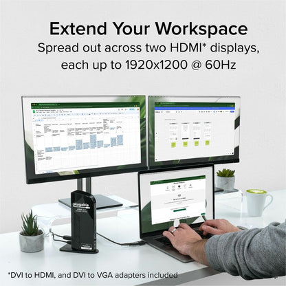 Alternate-Image2 Image for Plugable USB 3.0 Universal Laptop Docking Station Dual Monitor for Windows and Mac