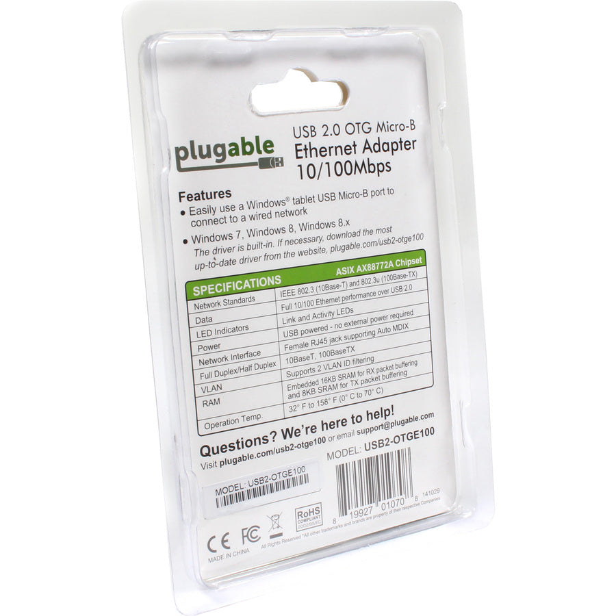 Alternate-Image4 Image for Plugable USB 2.0 OTG Micro-B to 100Mbps Fast Ethernet Adapter