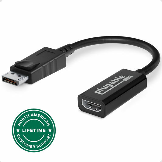 Main Image for Plugable Active DisplayPort to HDMI Adapter - Connect any DisplayPort-Enabled PC or Tablet to an HDMI Enabled Monitor, TV or Projector for Ultra-HD Video Streaming (HDMI 2.0 up to 4K 3840x2160 @60Hz)