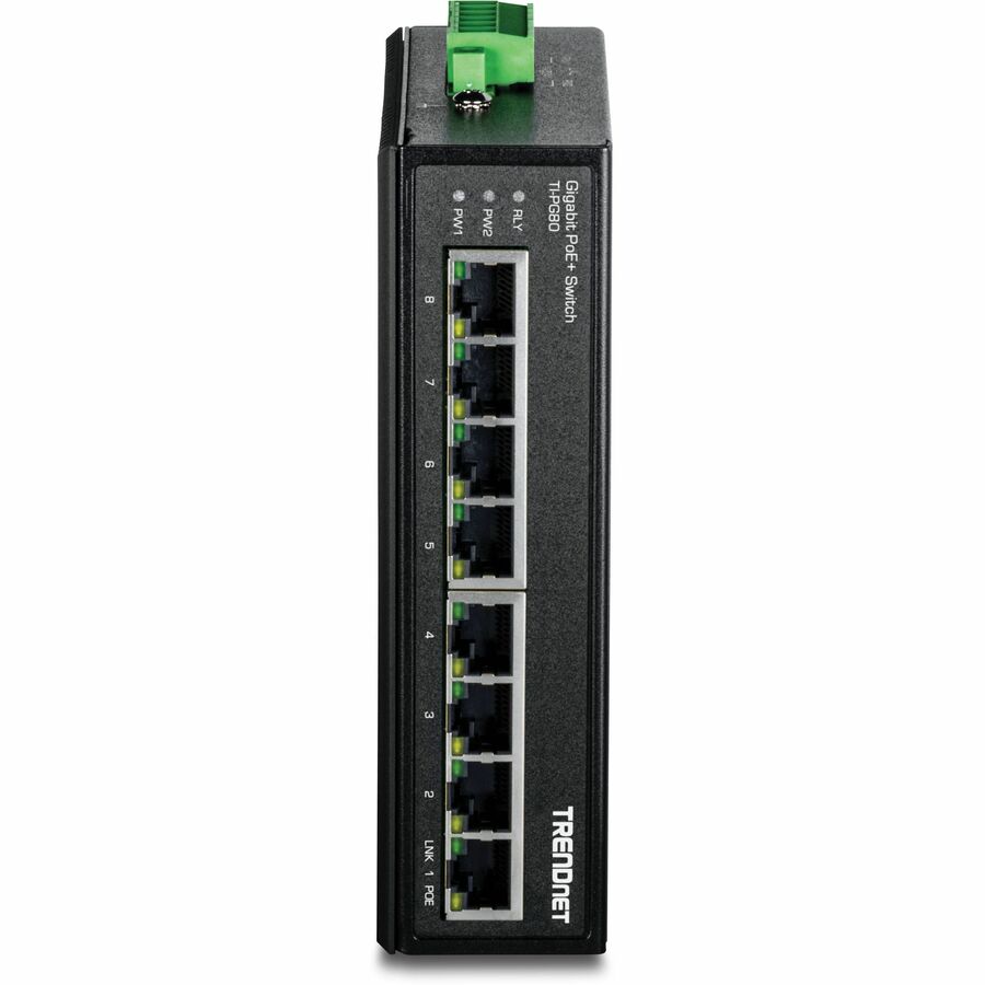 Alternate-Image9 Image for TRENDnet 8-Port Industrial Gigabit PoE+ DIN-Rail Switch, TI-PG80, 8 x Gigabit PoE+ Ports, 200W PoE Power Budget, 16Gbps Switching Capacity, NDAA TAA Compliant, Lifetime Protection