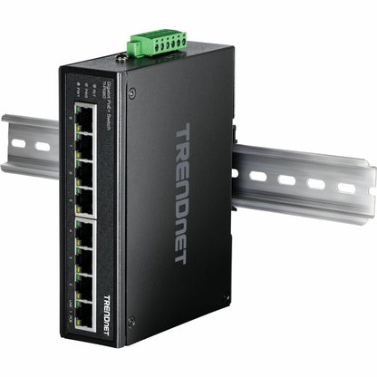 Alternate-Image1 Image for TRENDnet 8-Port Industrial Gigabit PoE+ DIN-Rail Switch, TI-PG80, 8 x Gigabit PoE+ Ports, 200W PoE Power Budget, 16Gbps Switching Capacity, NDAA TAA Compliant, Lifetime Protection