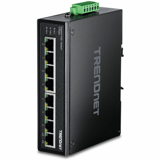 Main Image for TRENDnet 8-Port Industrial Gigabit PoE+ DIN-Rail Switch, TI-PG80, 8 x Gigabit PoE+ Ports, 200W PoE Power Budget, 16Gbps Switching Capacity, NDAA TAA Compliant, Lifetime Protection