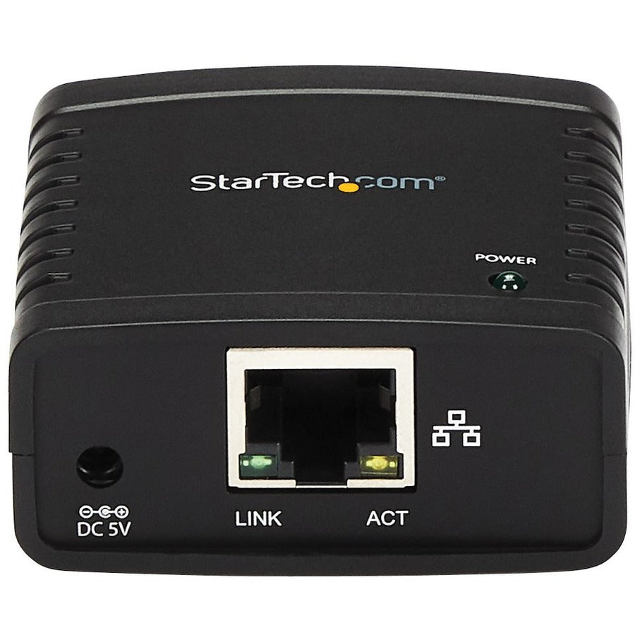 Alternate-Image1 Image for StarTech.com 10/100Mbps Ethernet to USB 2.0 Network LPR Print Server - USB Print Server with 10Base-T/100Base-TX Auto-sensing