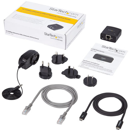 Alternate-Image5 Image for StarTech.com 10/100Mbps Ethernet to USB 2.0 Network LPR Print Server - USB Print Server with 10Base-T/100Base-TX Auto-sensing