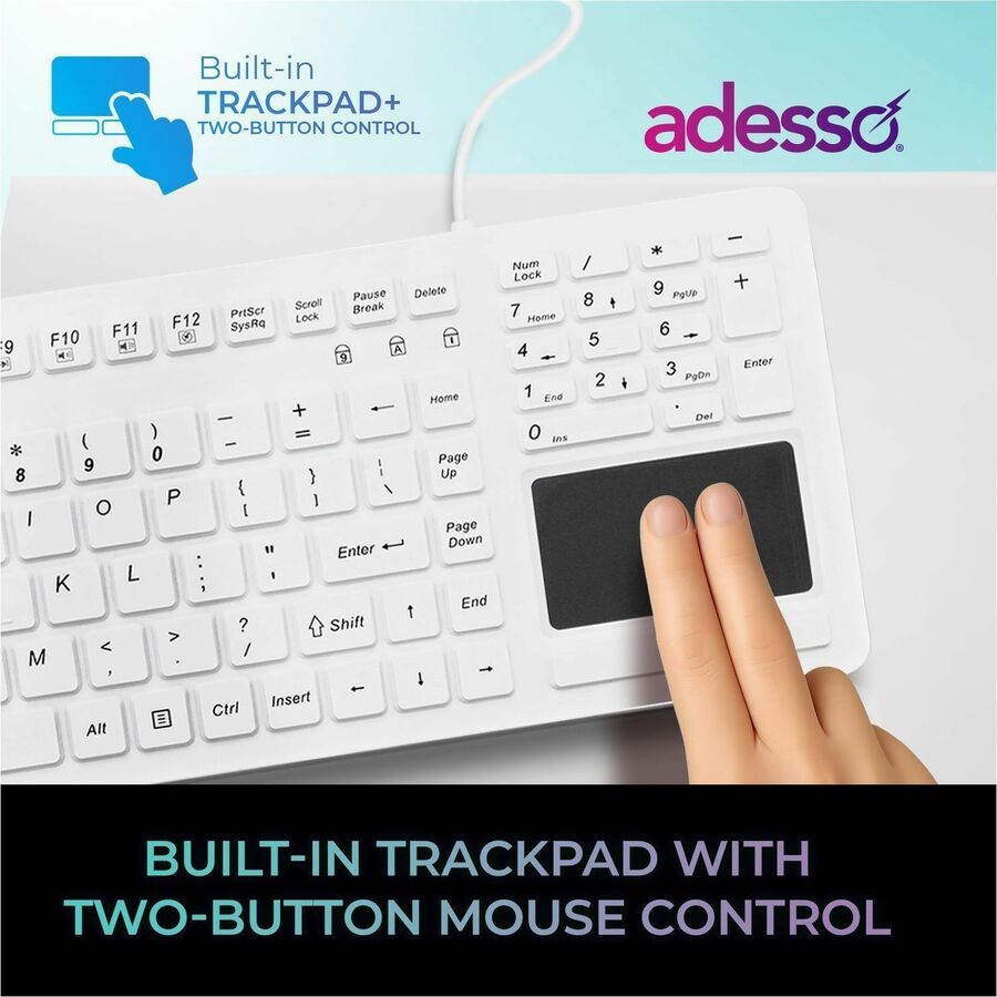 Alternate-Image4 Image for Adesso AKB-270UW Antimicrobial Waterproof TouchPad Keyboard with CoPilot AI Hotkey