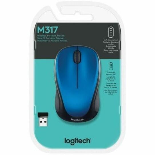 Alternate-Image4 Image for Logitech M317 Wireless Mouse, 2.4 GHz with USB Nano Receiver, 1000 DPI Optical Tracking, 12 Month Battery, Compatible with PC, Mac, Laptop, Chromebook (Steel Blue)
