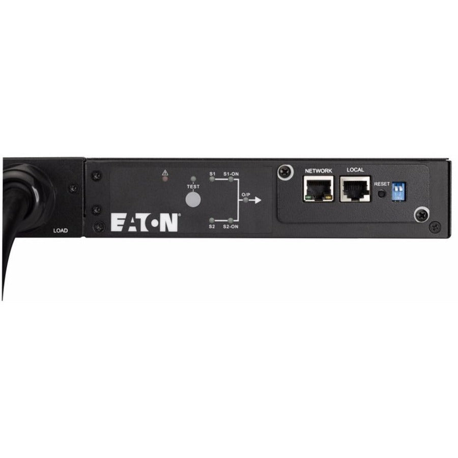 Alternate-Image1 Image for Eaton ATS Rack PDU 1U 200-240V 3.33 kW 2 5ft Cords 16A Single-Phase PDU LCD